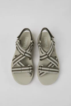 Match Gray And Green Textile Sandals For Women -MK store K201325 007 CF