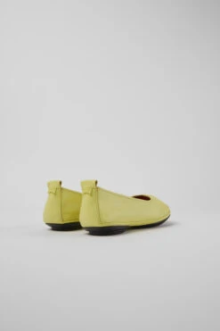 Right Yellow Leather Ballerina Flats For Women -MK store K201364 004 TF