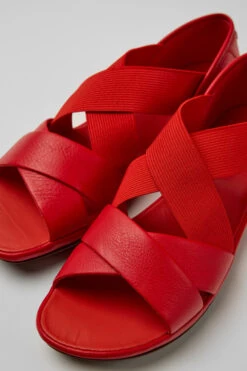 Right Red Leather Sandals For Women