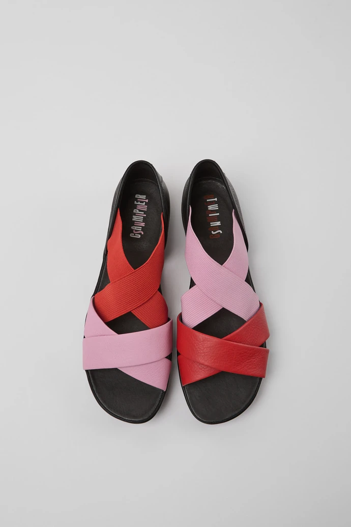 Twins Pink And Red Leather Sandals For Women 6 Twins Pink And Red Leather Sandals For Women - Image 4