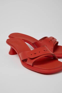 Dina Red Leather Sandals For Women