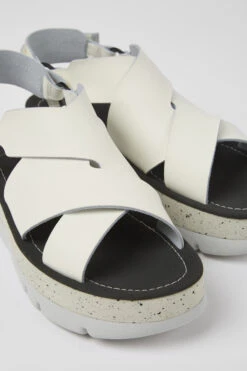 Oruga Up White Leather Sandals For Women