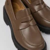Milah Brown Leather Loafers For Women