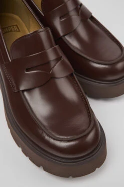 Milah Burgundy Leather Loafers For Women