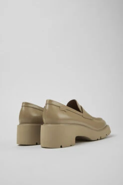 Milah Beige Leather Loafers For Women -MK store K201425 013 TF
