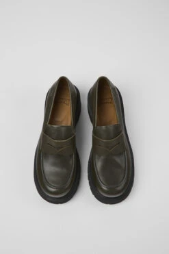 Milah Green Leather Loafers For Women -MK store K201425 015 CF