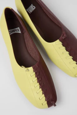 Twins Yellow And Burgundy Ballerina Flats For Women