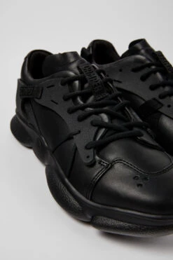 Karst Black Leather And Textile Sneakers For Women