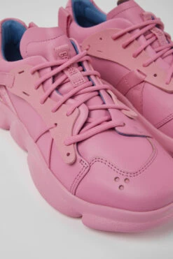 Karst Pink Leather And Textile Sneakers For Women -MK store K201439 007 DF
