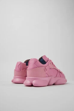 Karst Pink Leather And Textile Sneakers For Women -MK store K201439 007 TF