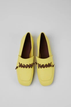 Casi Myra Yellow And Brown Leather Loafers For Women -MK store K201448 001 CF