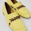 Casi Myra Yellow And Brown Leather Loafers For Women -MK store K201448 001 DF