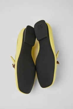 Casi Myra Yellow And Brown Leather Loafers For Women -MK store K201448 001 SF