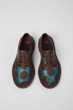 Twins Burgundy And Blue Leather Shoes For Women -MK store K201459 008 CF