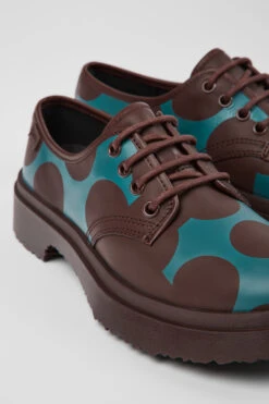 Twins Burgundy And Blue Leather Shoes For Women