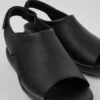 Balloon Black Leather Sandals For Women -MK store K201481 001 DF