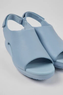 Balloon Light Blue Leather Sandals For Women