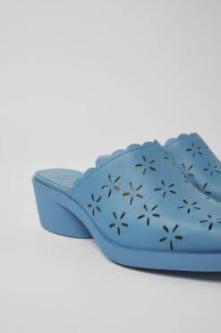 Bonnie Blue Leather Mules For Women