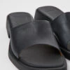 Dana Black Leather Sandals For Women