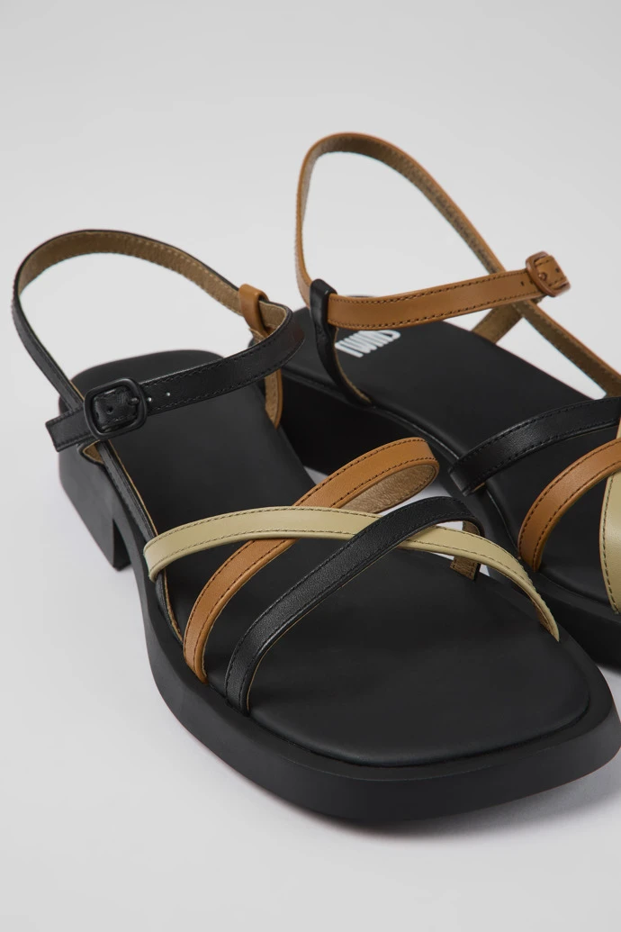 Twins Black And Brown Leather Sandals For Women 3 Twins Black And Brown Leather Sandals For Women