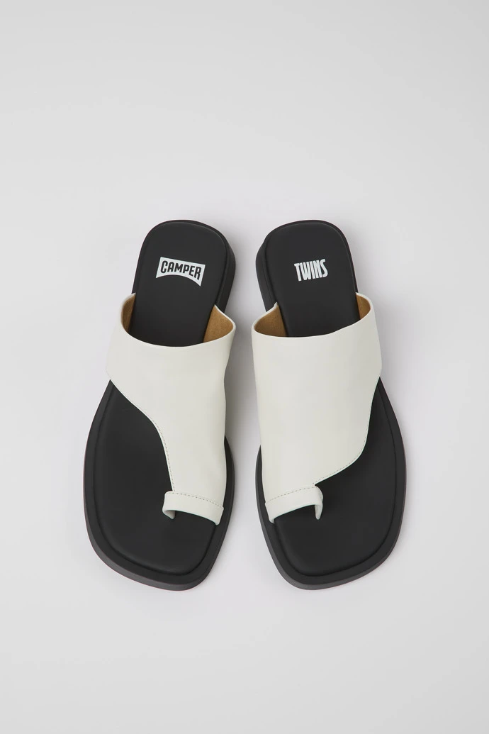Twins White Leather Sandals For Women 6 Twins White Leather Sandals For Women - Image 4