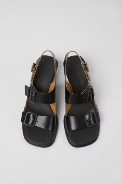 Dina Black Leather Sandals For Women -MK store K201491 001 CF