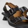 Dina Black Leather Sandals For Women
