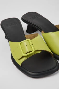 Dina Green Leather Sandals For Women