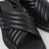 Spiro Black Leather Sandals For Women