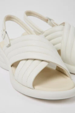 Spiro White Leather Sandals For Women