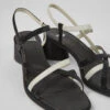 Twins Black And White Leather Sandals For Women -MK store K201504 003 DF
