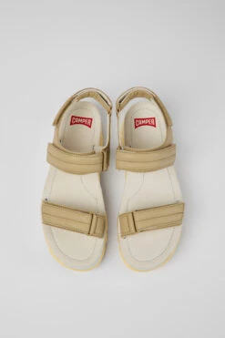 Oruga Up Beige Leather Sandals For Women -MK store K201509 007 CF