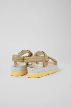 Oruga Up Beige Leather Sandals For Women -MK store K201509 007 TF