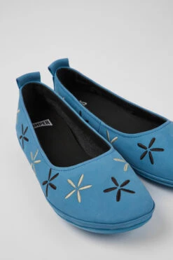 Twins Blue Nubuck Ballerinas For Women