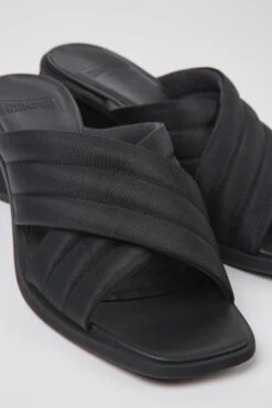 Kiara Black Textile Sandals For Women