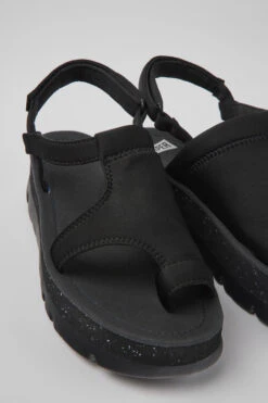 Oruga Up Black Textile Sandals For Women