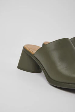 Kiara Green Leather Mules For Women