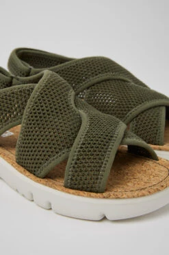 Oruga Green Textile Sandals For Women