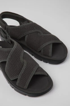 Oruga Dark Gray Textile Sandals For Women