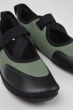 Right Green Textile Ballerinas For Women
