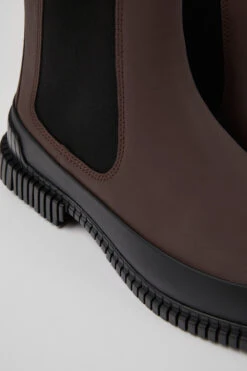 Pix Brown And Black Leather Chelsea Boots For Men