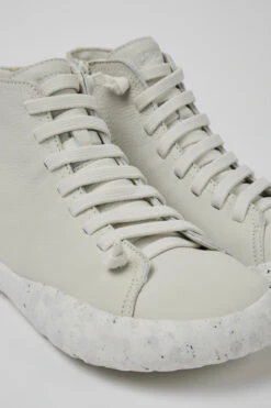 Peu Stadium White Non-dyed Leather Ankle Boots For Men