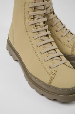 Brutus Beige Textile And Nubuck Ankle Boots For Men