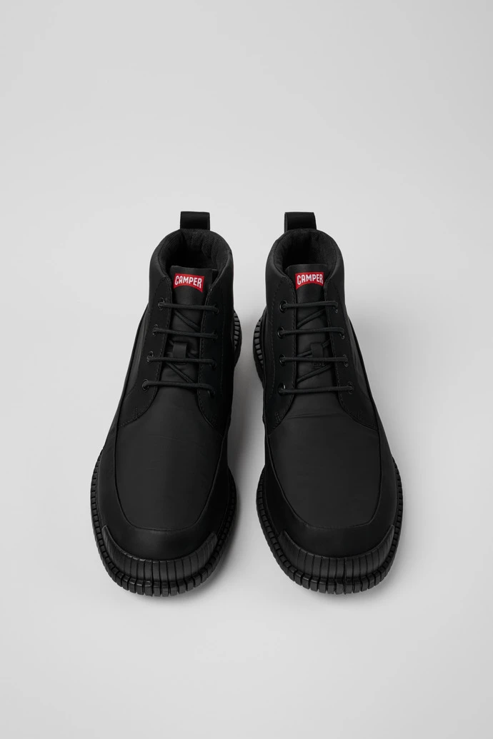 Pix Black Recycled Leather Lace-up Boots For Men 6 Pix Black Recycled Leather Lace-up Boots For Men - Image 4