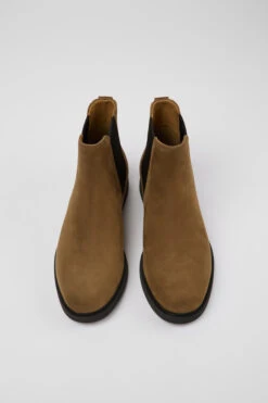 Iman Brown Nubuck Chelsea Boots For Women -MK store K400299 022 CF