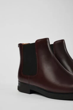 Iman Burgundy Leather Chelsea Boots For Women