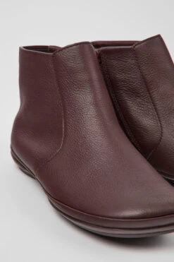 Right Burgundy Leather Ankle Boots For Women