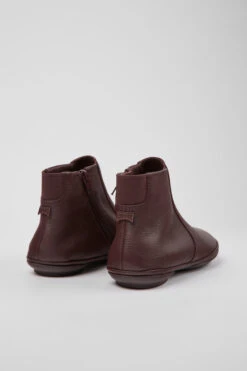 Right Burgundy Leather Ankle Boots For Women -MK store K400313 016 TF