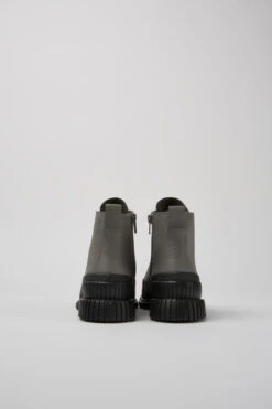 Pix Gray And Black Leather Lace-up Boots For Women -MK store K400388 009 TF