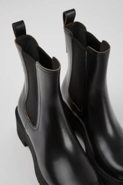 Milah Black Leather Boots For Women